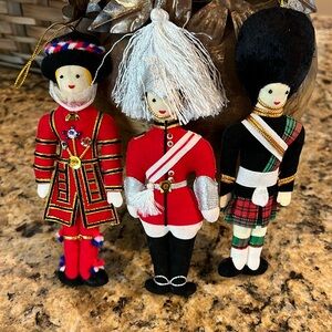 Vintage felt ornaments of British guards